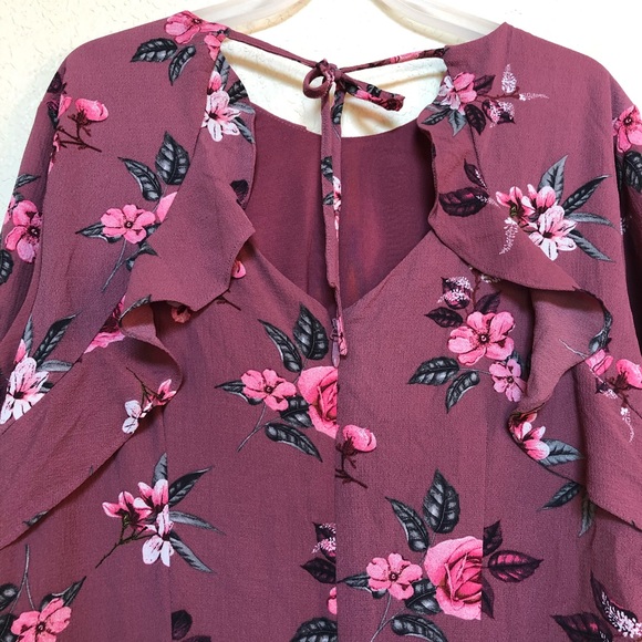 City Chic Rust Pink Floral Dress - Picture 7 of 8